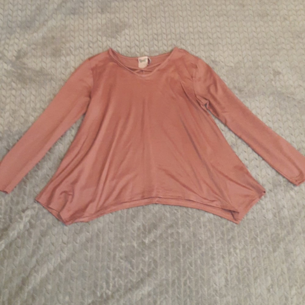 Kids long sleeve silky pink shirt